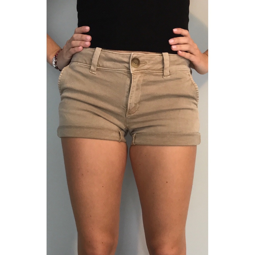 American Eagle Khaki Midi Shorts